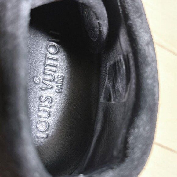 Louis Vuitton Monogram Suede Sneaker Flap Shoes Black RARE! Size US 6.5 / IT 36.5 - 5 Thumbnail