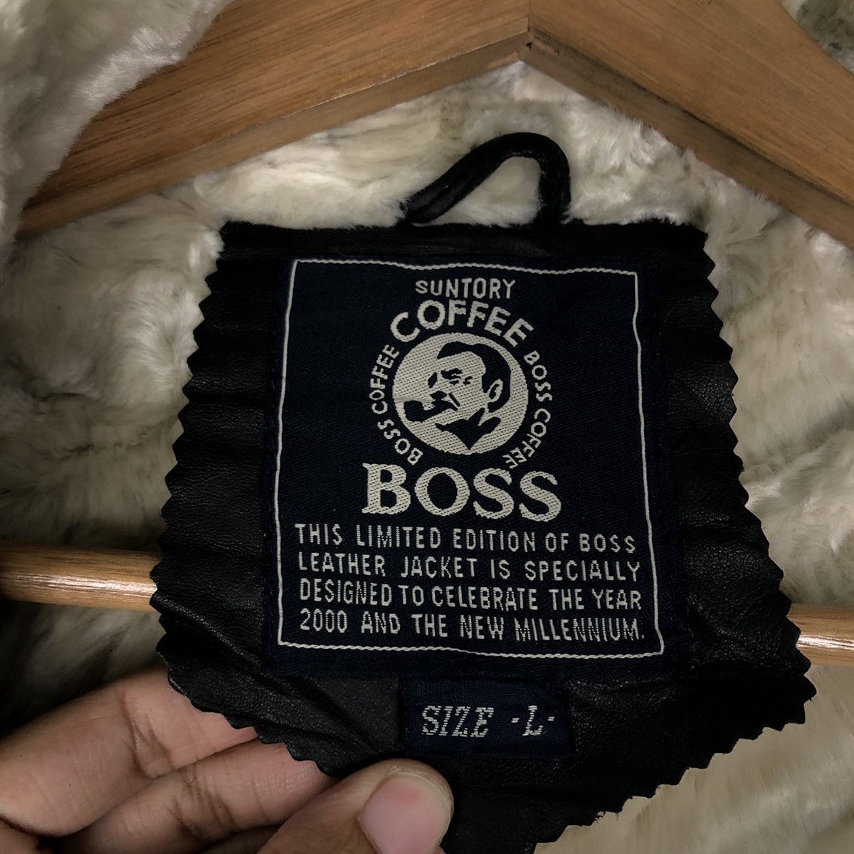 Japanese Brand 🔥Vtg Genuine Leather Jacket Suntory Coffee Boss Shearling Size US L / EU 52-54 / 3 - 15 Thumbnail