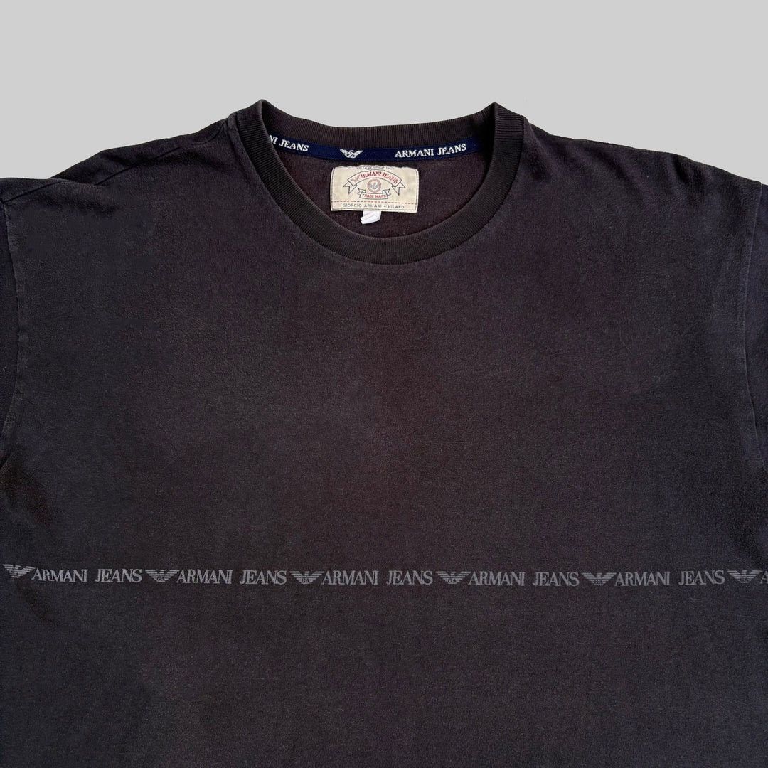 Armani Armani Jeans 1990 90s Vintage L/S Logo Italy Navy T-Shirt Size US XL / EU 56 / 4 - 2 Thumbnail