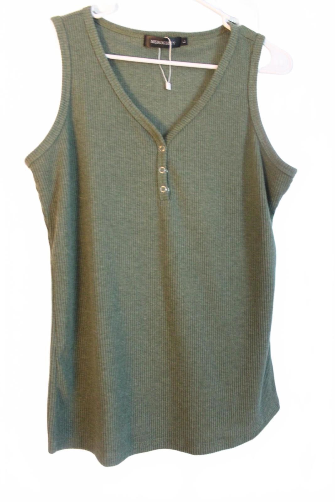Other Merokeety Sleeveless Ribbed Knit Tank Top in Olive Green Med Size M / US 6-8 / IT 42-44 - 1 Thumbnail