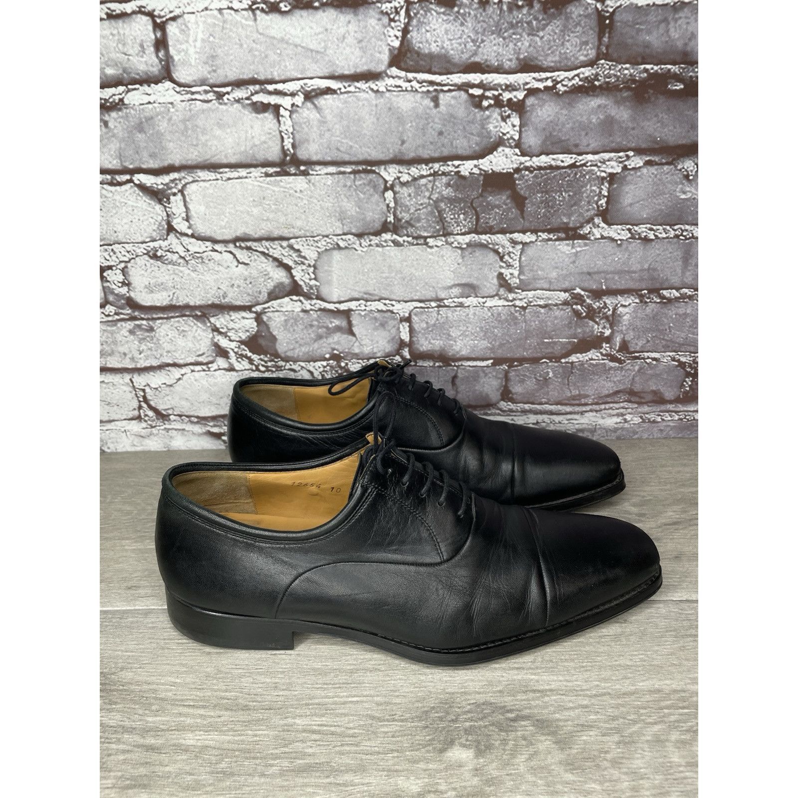 Magnanni Magnanni Black Leather Cap Toe Lace Up Oxfords Dress Shoes M Size US 10 / EU 43 - 13 Thumbnail