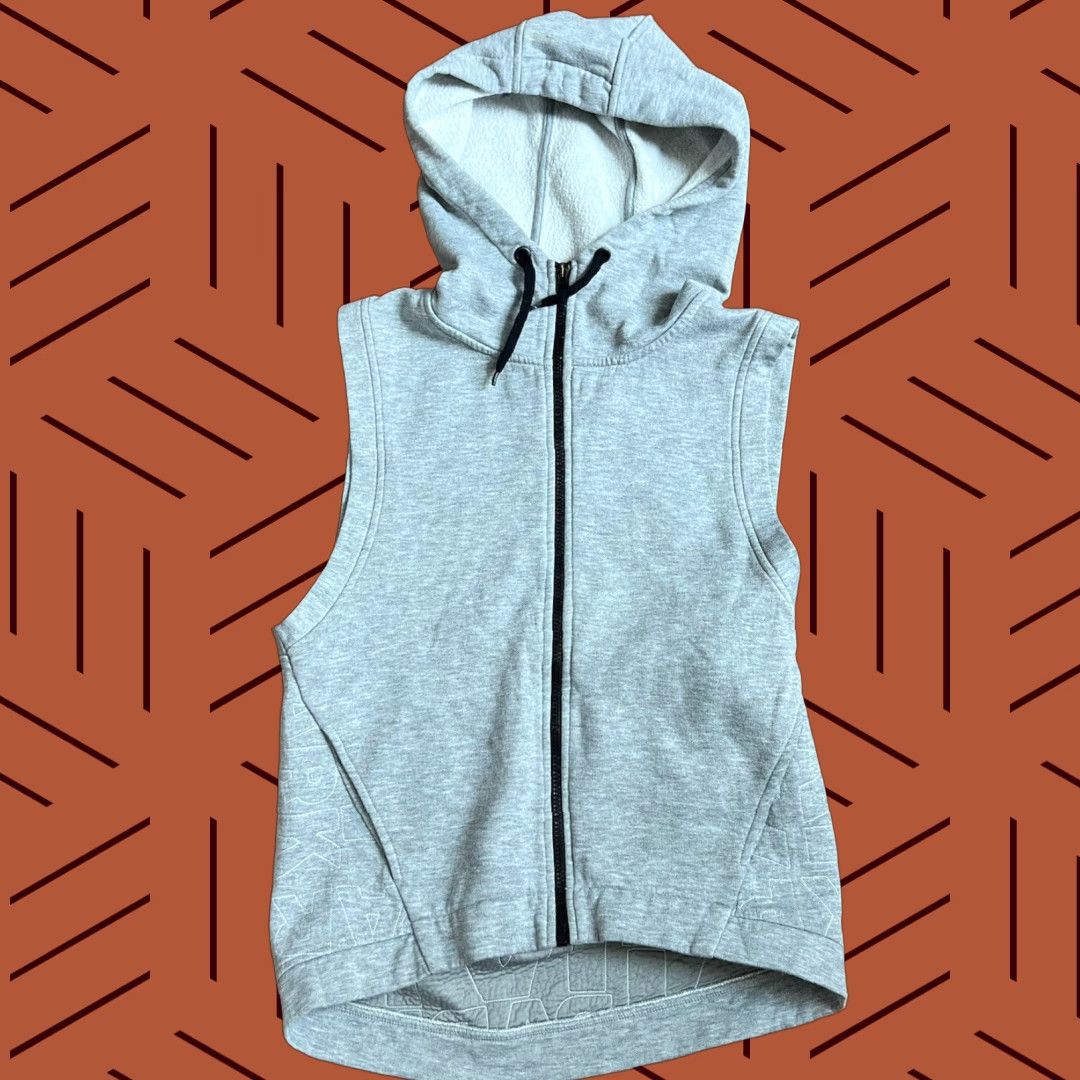 IVY PARK Women Sleeveless Hoodie Size S Gray Quilted Script Logo