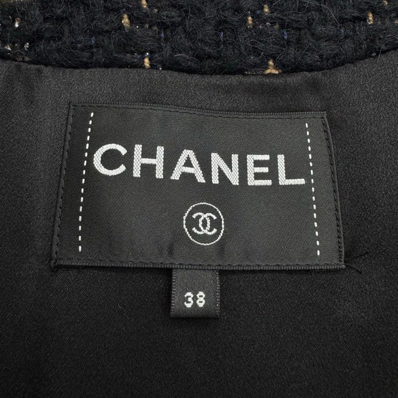 Chanel Chanel Black gold plaid tweed coat Size XS / US 0-2 / IT 36-38 - 2 Thumbnail