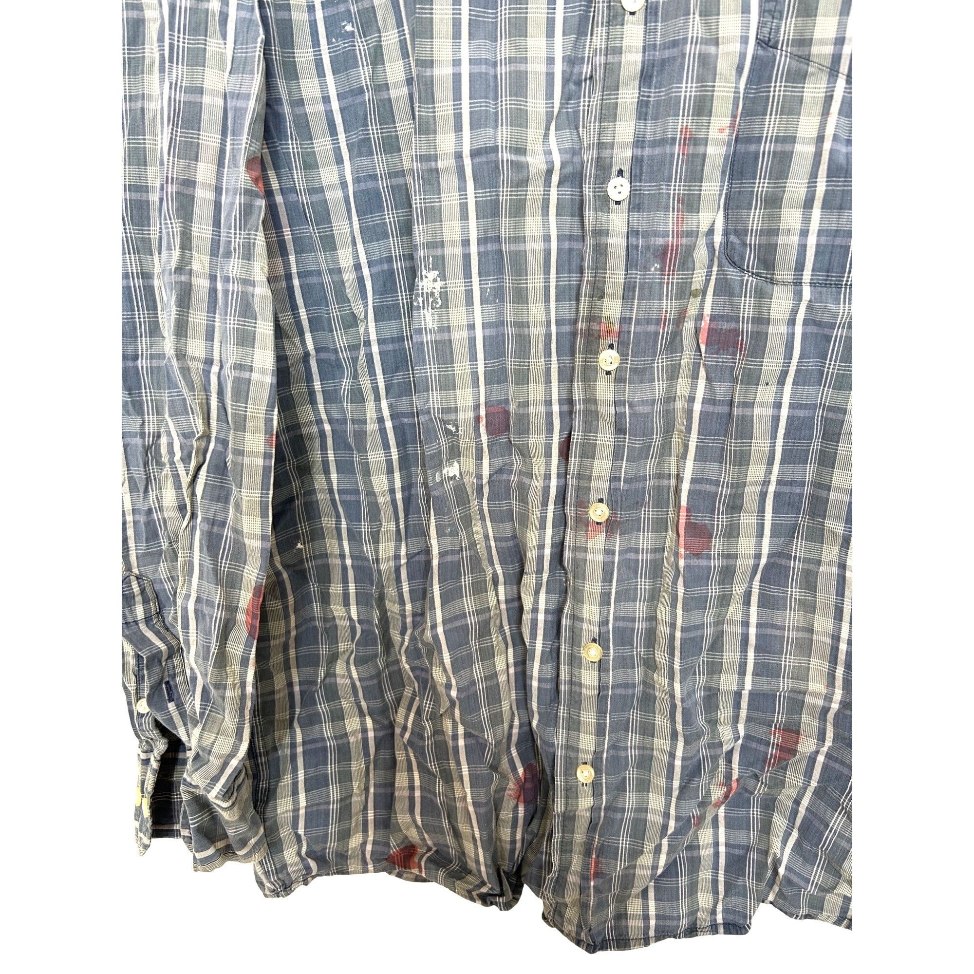 Other Halloween Costume Men’s Zombie Shirt Blue White Plaid L Vtg Size US L / EU 52-54 / 3 - 3 Thumbnail