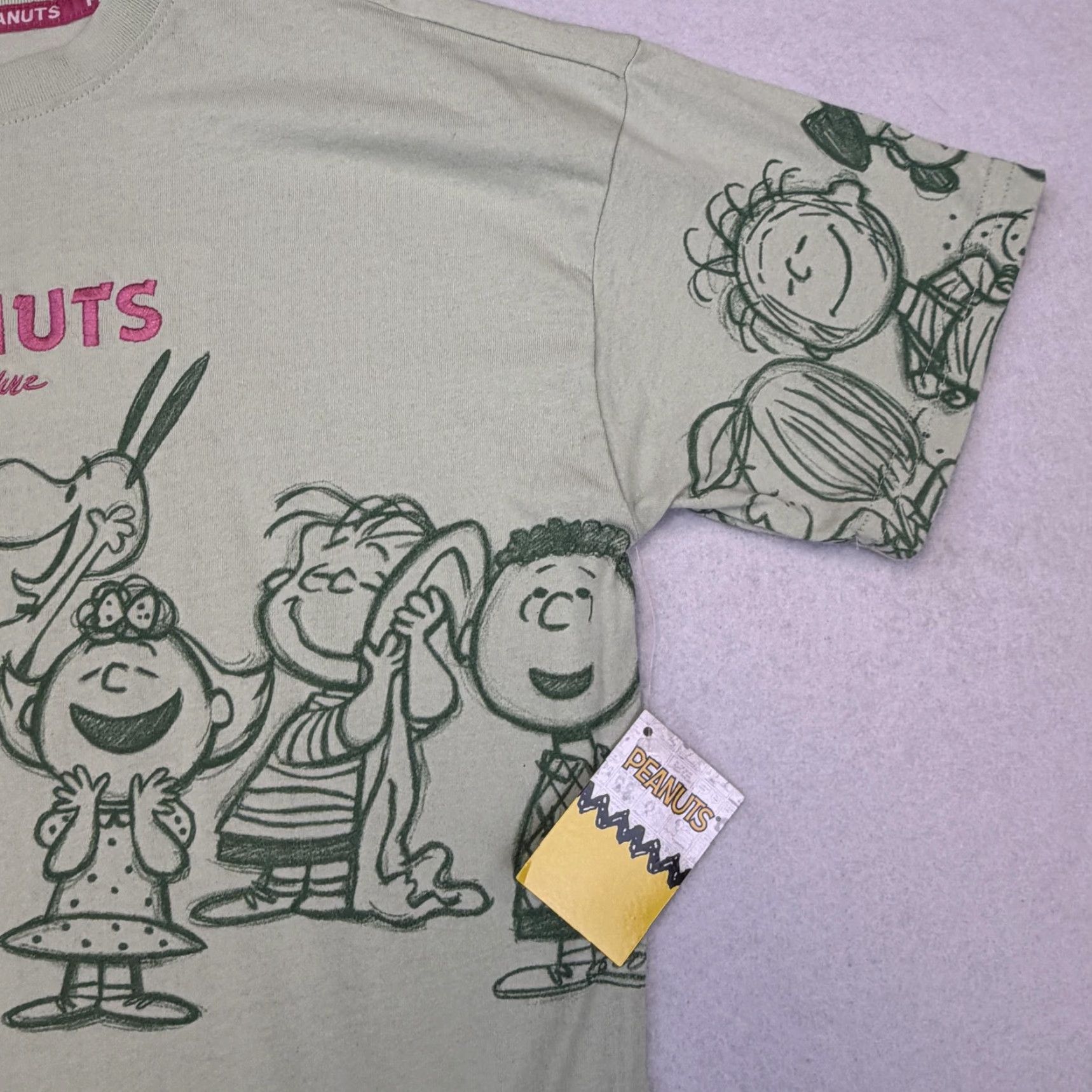 Peanuts Peanuts Cast Shirt Mens XS Green All Over Graphic Tee Snoopy Charlie Brown Size US XS / EU 42 / 0 - 5 Thumbnail