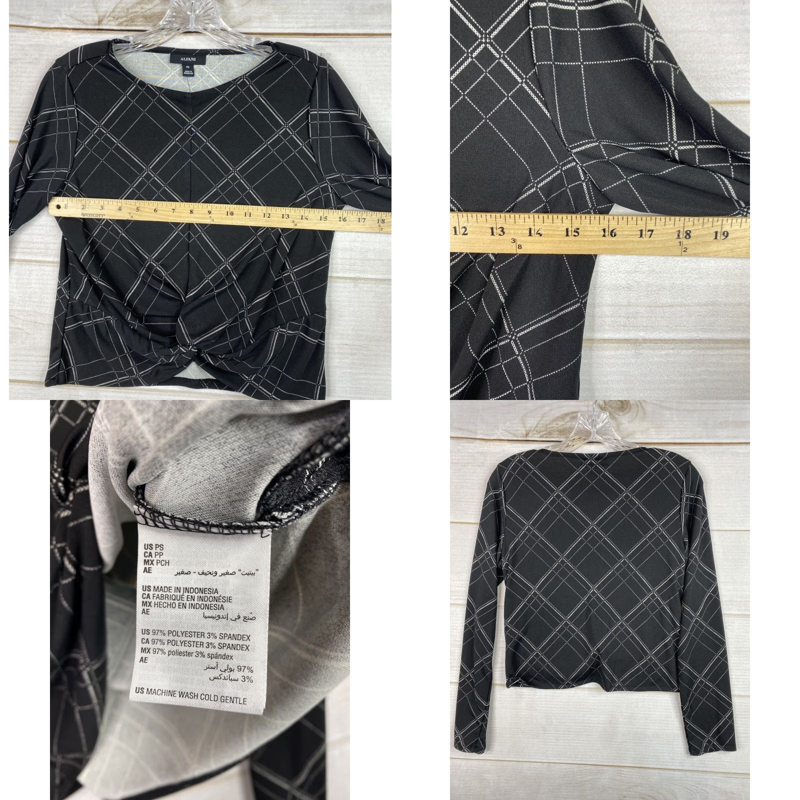 Alfani Alfani Elements Top Womens PS Petite Small Black Print Twist Front Stretch NWT Blouse Shirt Size S / US 4 / IT 40 - 8 Thumbnail