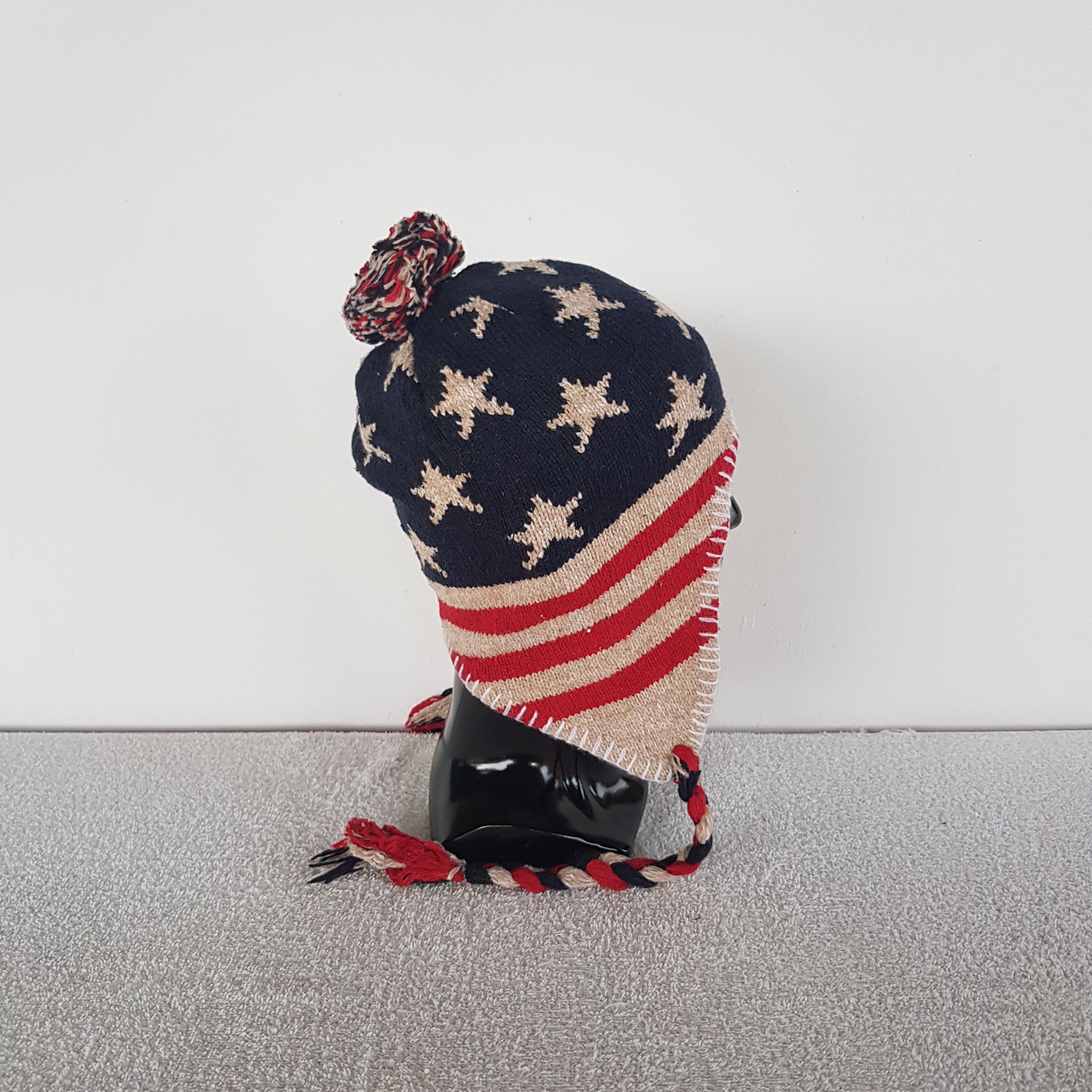 Other Vintage American Flag Earflap Beanie Pom Pom Snow Caps Hats Size ONE SIZE - 3 Thumbnail