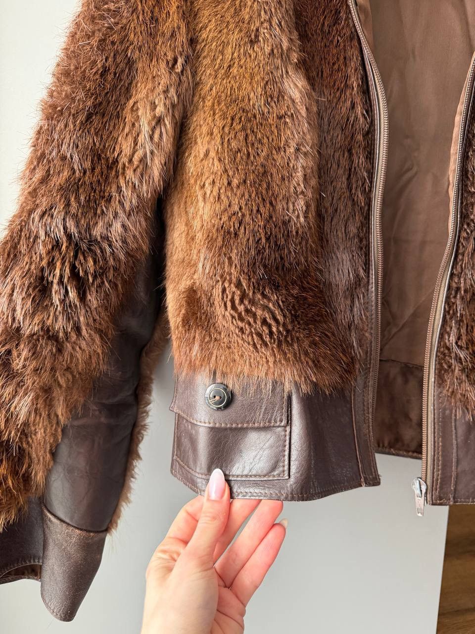 Vintage Vintage 90s Real Fur Cropped Bomber Jacket Size S / US 4 / IT 40 - 6 Thumbnail