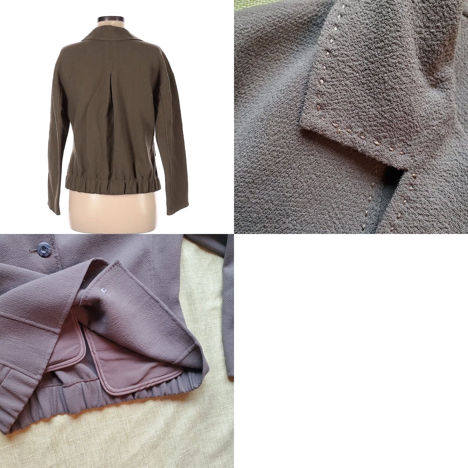 St. John St. John 2Pc Olive Military Green Jacket Blazer Stretch Pants Set 6 Cotton Wool Knit Style Solid Pattern Suit S 局 Size 28" / US 6 / IT 42 - 9 Thumbnail
