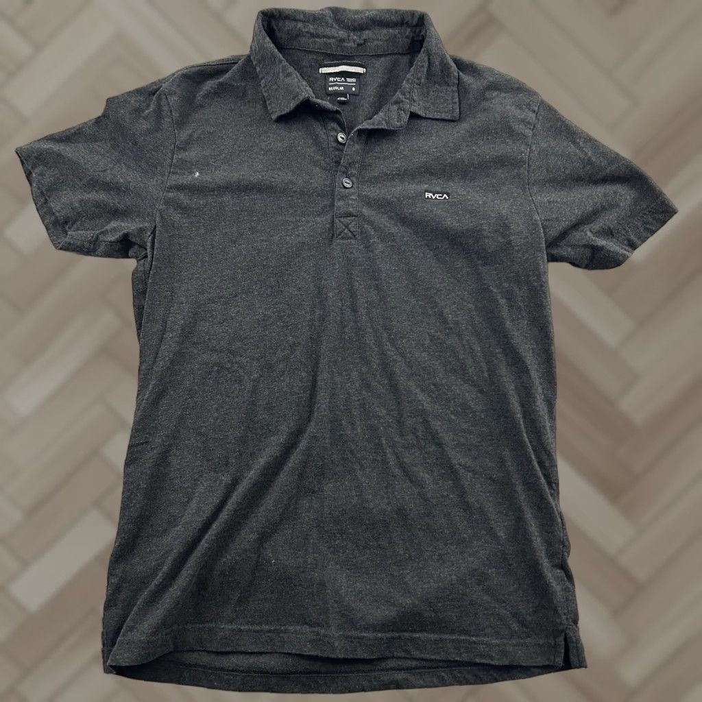 RVCA RVCA Short Sleeve Polo Shirt Mens Small Dark Gray Regular Fit Button-Up Shirt Men XS S Color Gray Size US S / EU 44-46 / 1 - 1 Thumbnail