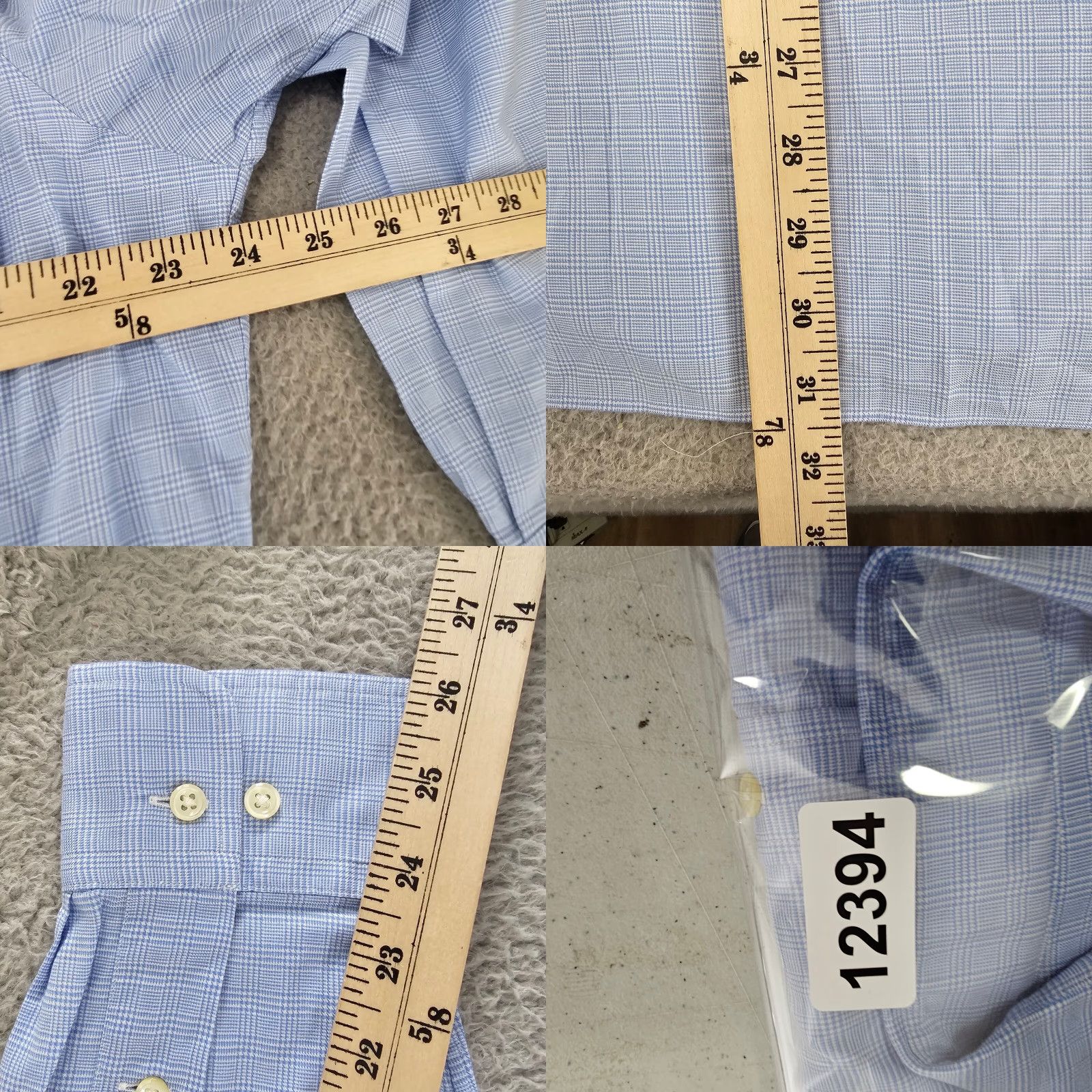 Polo Ralph Lauren Polo Ralph Lauren Dress Shirt Mens 16 Blue Grid Check Button Up Cotton Shirt Size 42R - 8 Thumbnail