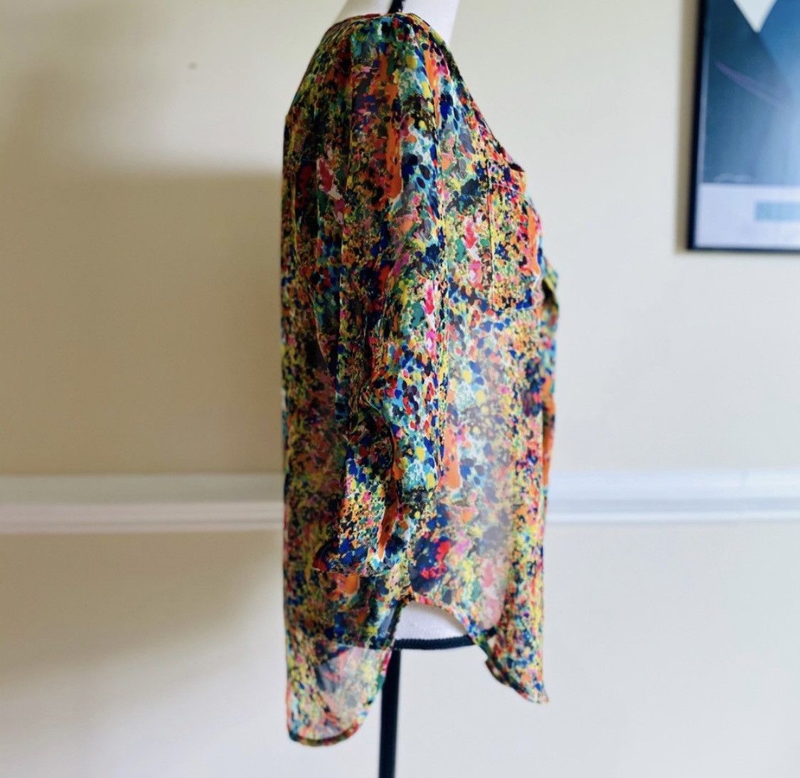 Other MULTI COLOR PAINT SPLATTER SEMI SHEER BLOUSE Size S Size S / US 4 / IT 40 - 5 Thumbnail
