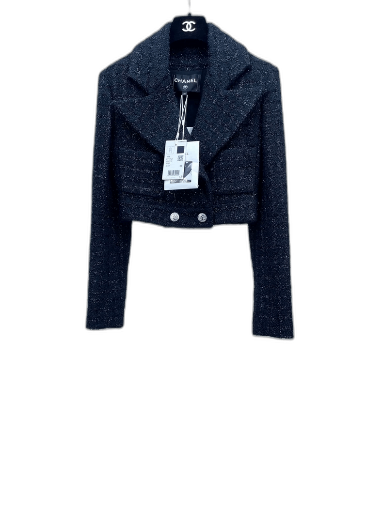 Chanel Chanel Black Cropped Tweed Jacket Size S / US 4 / IT 40 - 1 Thumbnail
