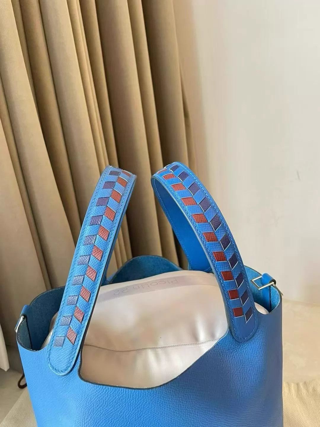 Hermes Hermès Picotin 22 Blue Woven Handle 98 New D Stamp Full Set Size ONE SIZE - 4 Thumbnail