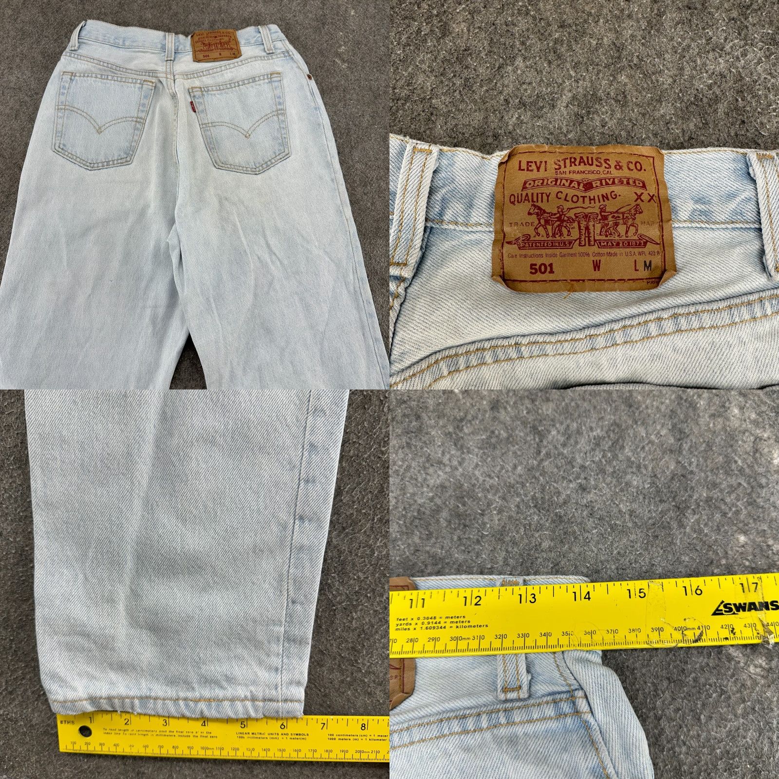 Levi's VINTAGE Levi's 501 Jeans Womens 11 Blue Straight Regular Light Wash Denim USA 90s Jeans Size 32" / US 10 / IT 46 - 8 Thumbnail