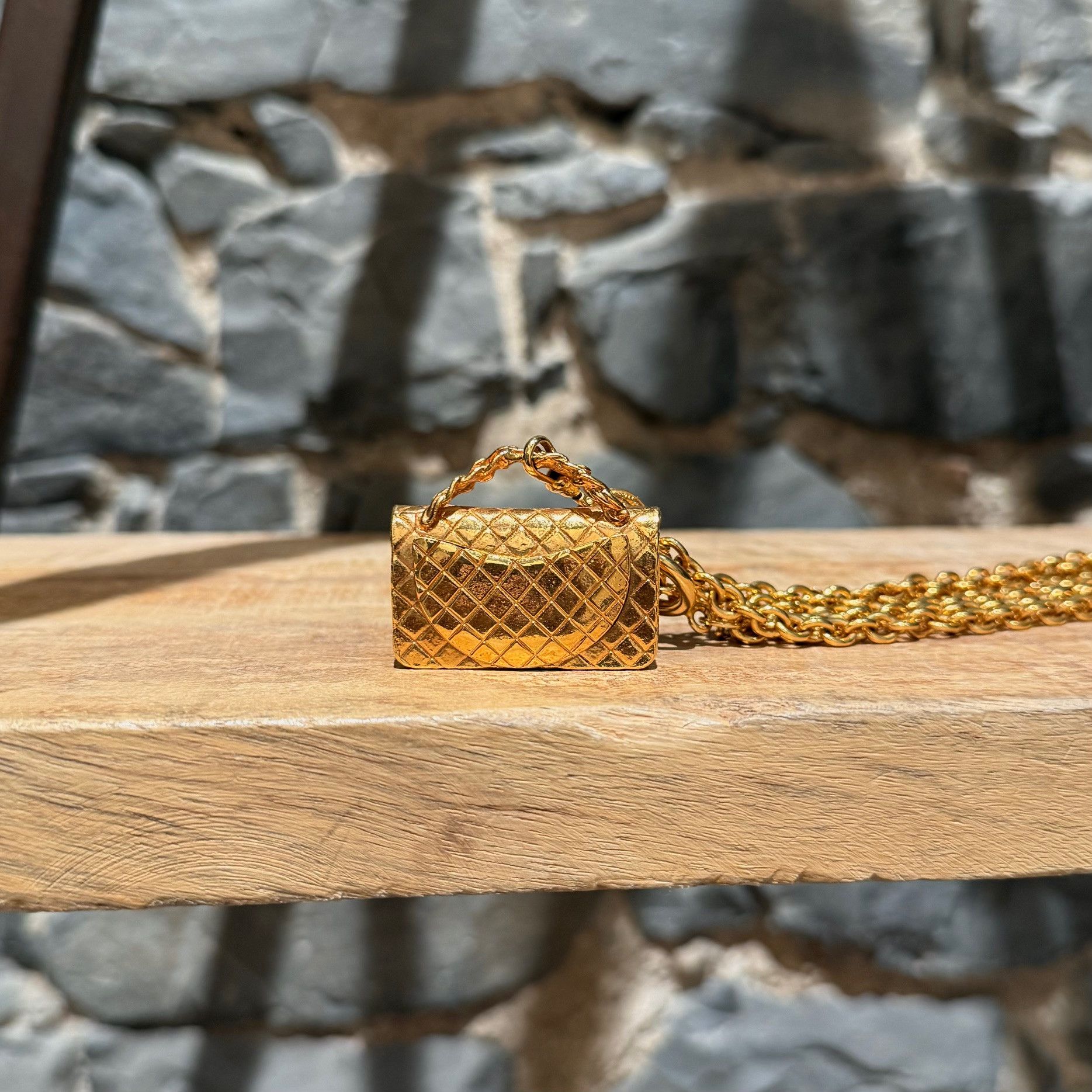 Chanel Chanel Vintage Gold Plated Bag Charm 3 Chains Necklace Belt Size ONE SIZE - 6 Thumbnail