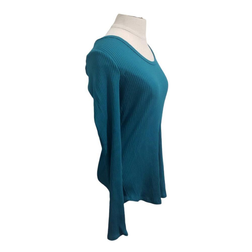 Designer CT1957 Culture Code Turquoise Ribbed Lightweight Top L Size L / US 10 / IT 46 - 3 Thumbnail