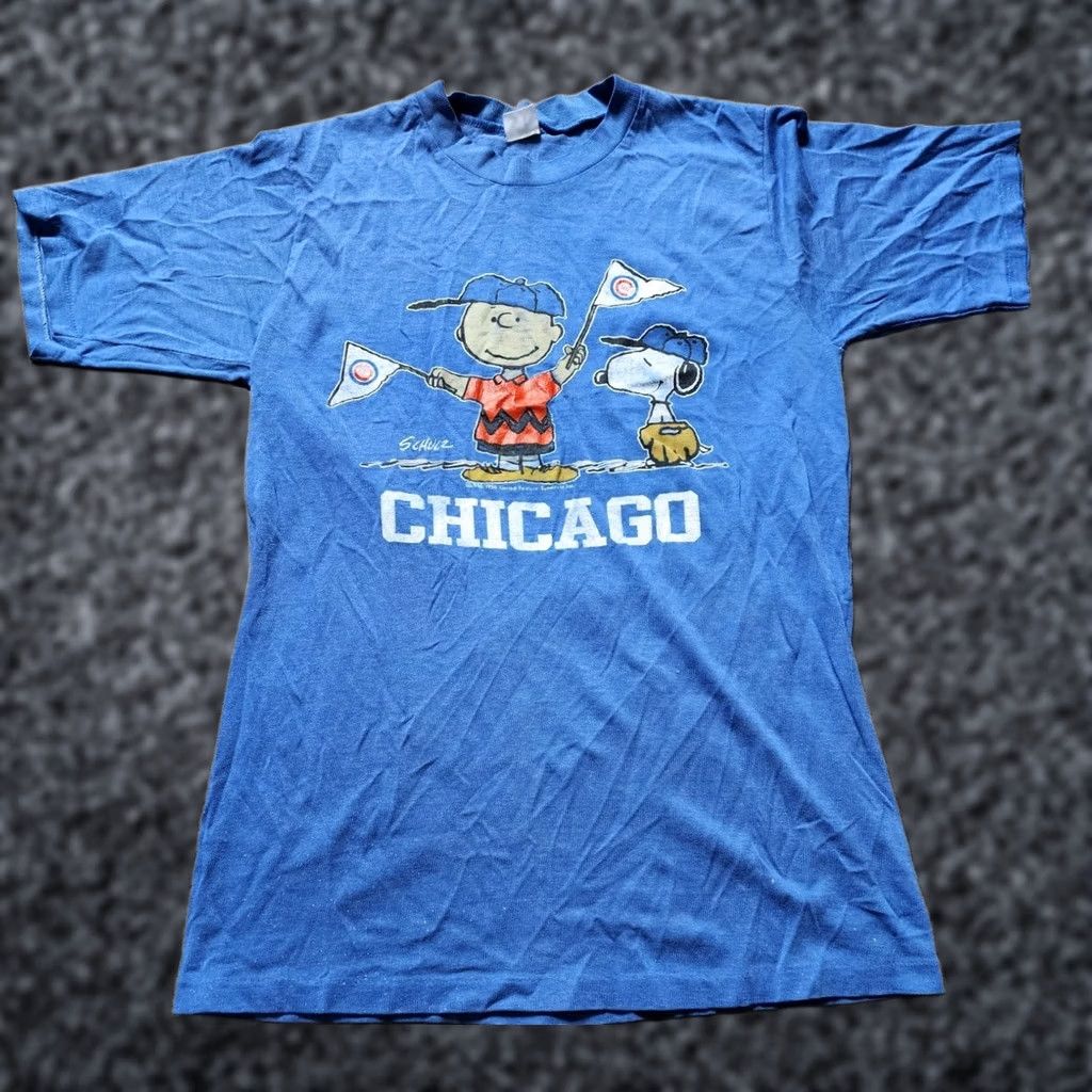 Vintage VINTAGE American Vintage Chicago Cubs T Shirt Mens M Navy Blue Snoopy Charlie Brown Woodstock 60s Cartoons Sports Classic T-Shirt Size US M / EU 48-50 / 2 - 1 Thumbnail