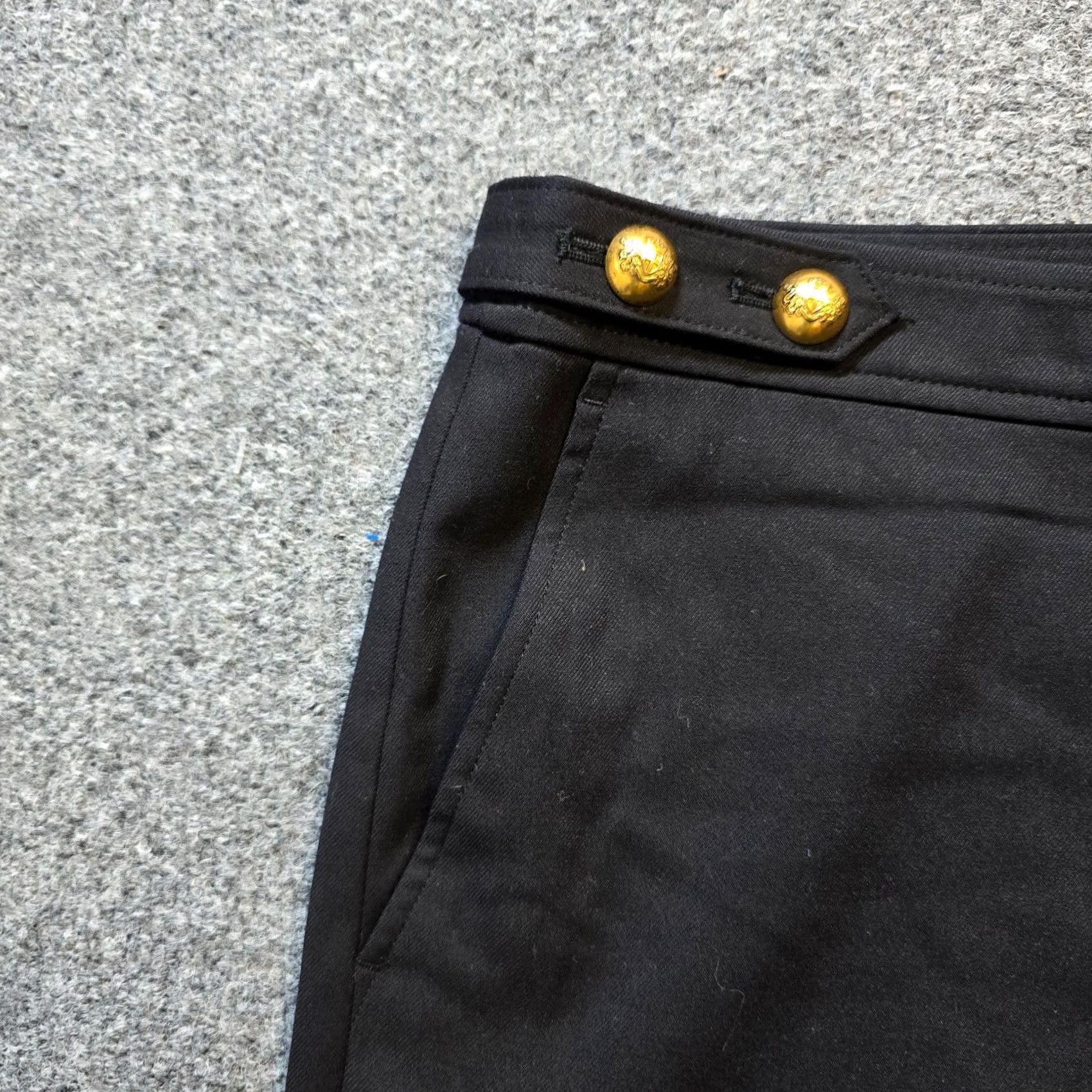 Loft LOFT Pants Womens Size 12 Black Wide-Leg Gold Buttons Nautical Capsule Career Dress Pants Regular Women Size 34" / US 12 / IT 48 - 3 Thumbnail