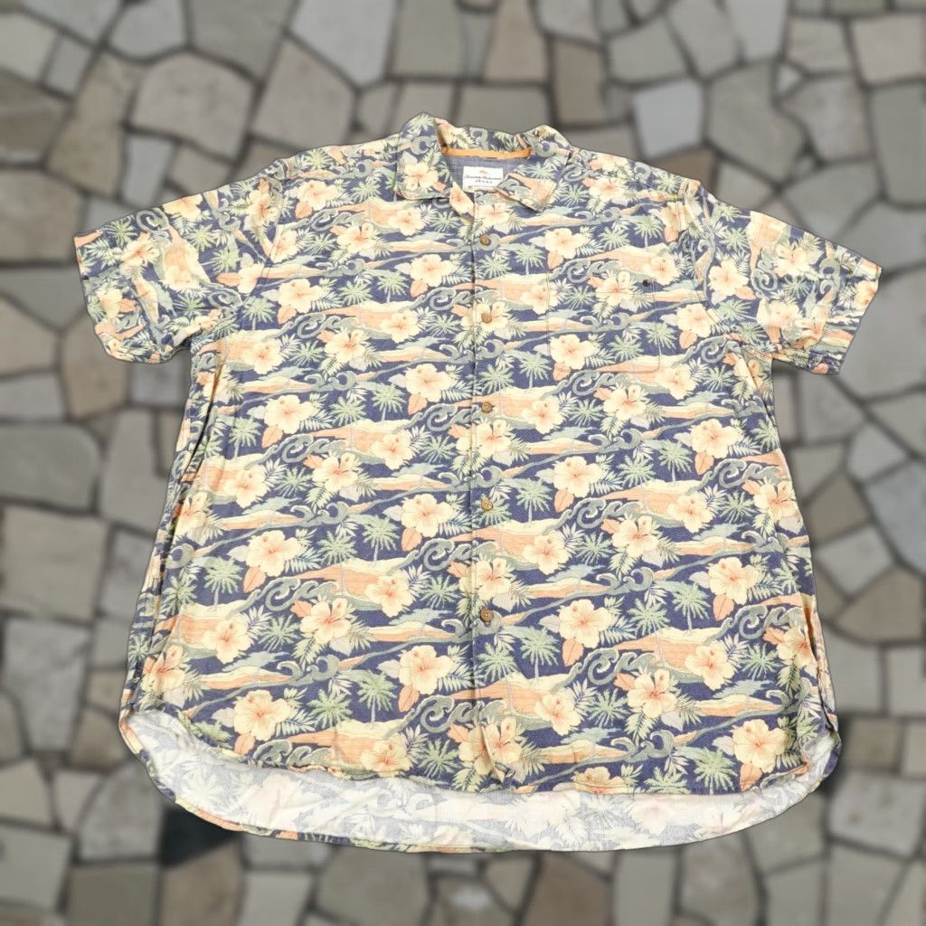 Tommy Bahama Tommy Bahama Shirt Mens XL Green Pink Floral Hawaiian Islands Camp Loop Collar Button-Up Size US XL / EU 56 / 4 - 1 Thumbnail