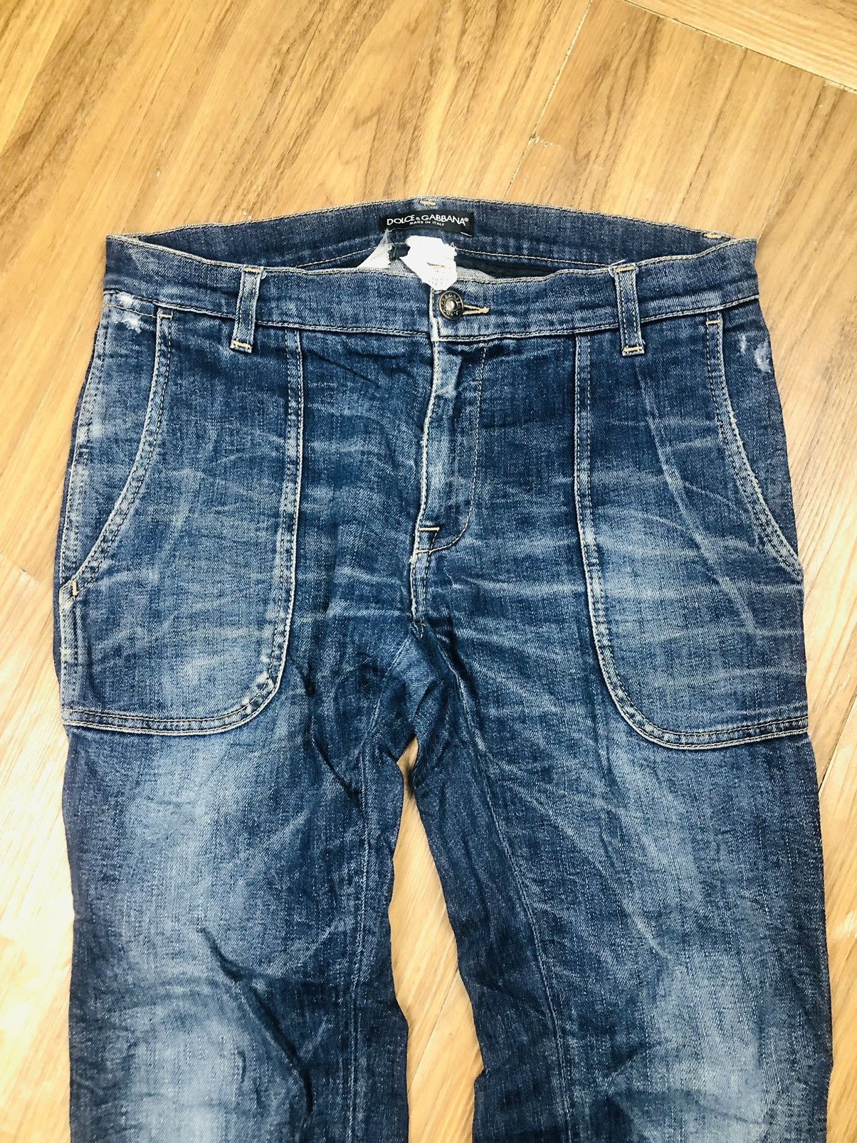 Dolce & Gabbana D&G Men's Carpenter Distressed Wash Blue Jeans (38) Size US 30 / EU 46 - 3 Thumbnail