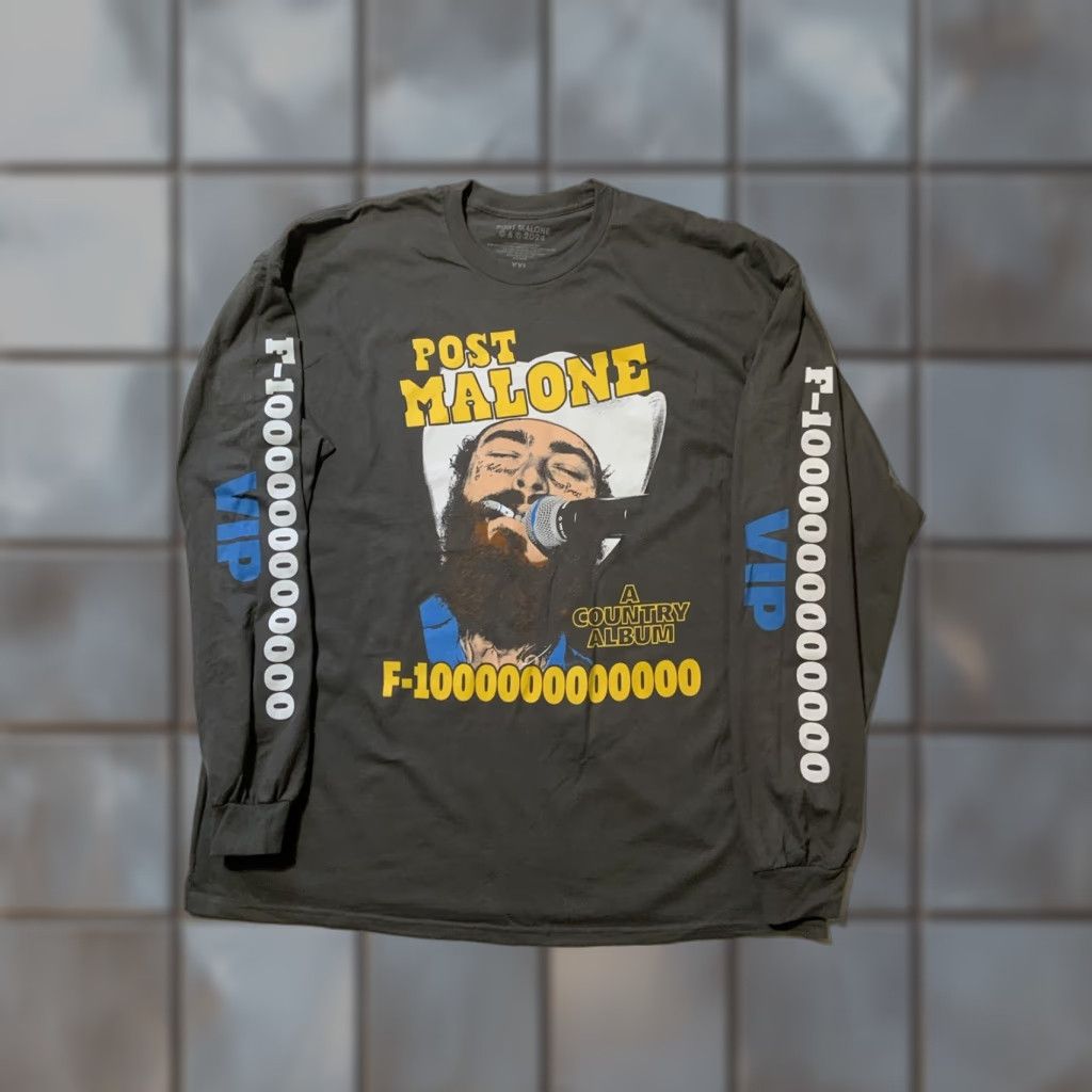 Vintage VINTAGE Post Malone 2024 F1 Trillion Tour VIP Official Merch Graphic L/S T-Shirt XXL Gray Mens Shirt Size US XXL / EU 58 / 5 - 1 Thumbnail