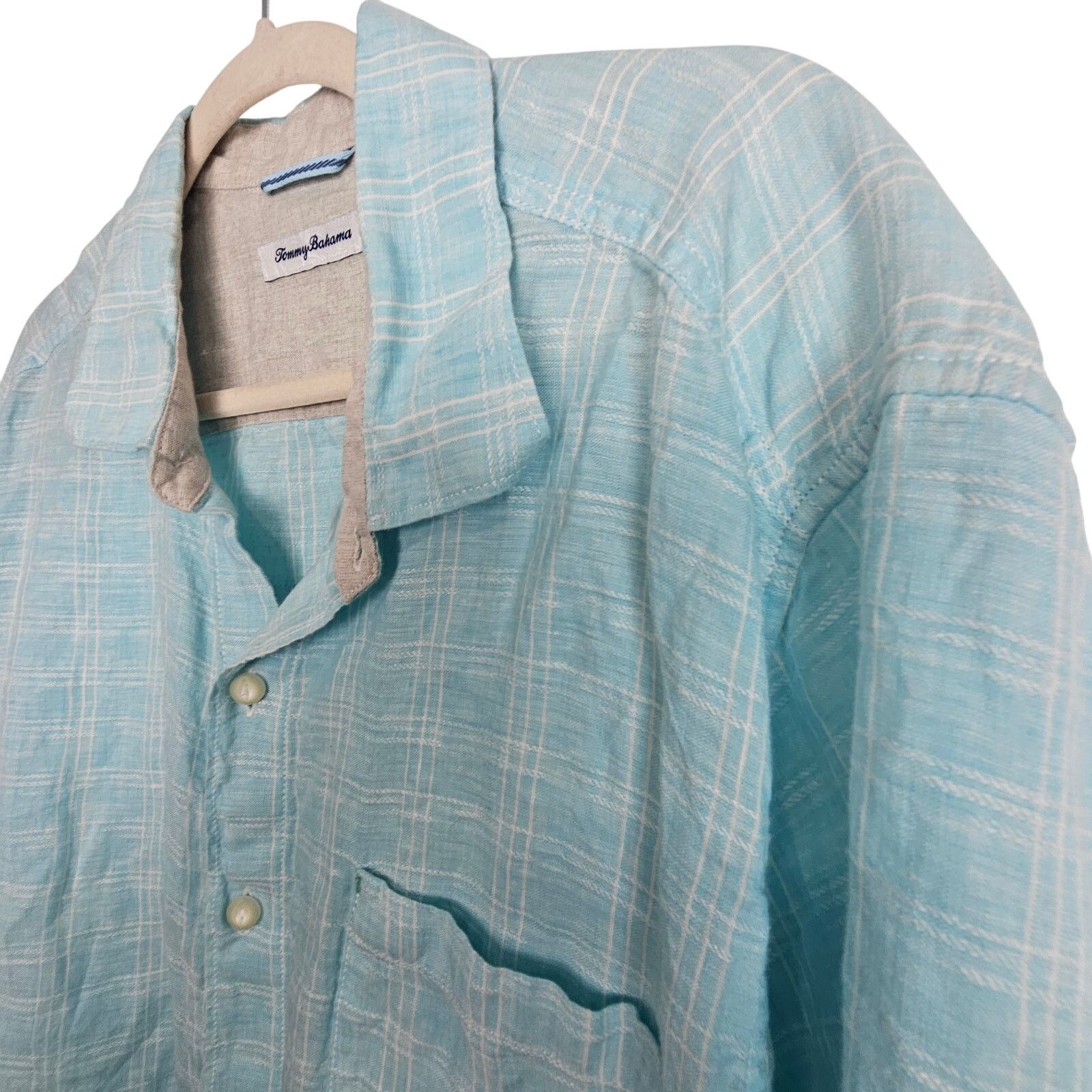 Tommy Bahama Tommy Bahama Mens Plaid Linen Shirt Size XL Coastal Resort Size US XL / EU 56 / 4 - 4 Thumbnail