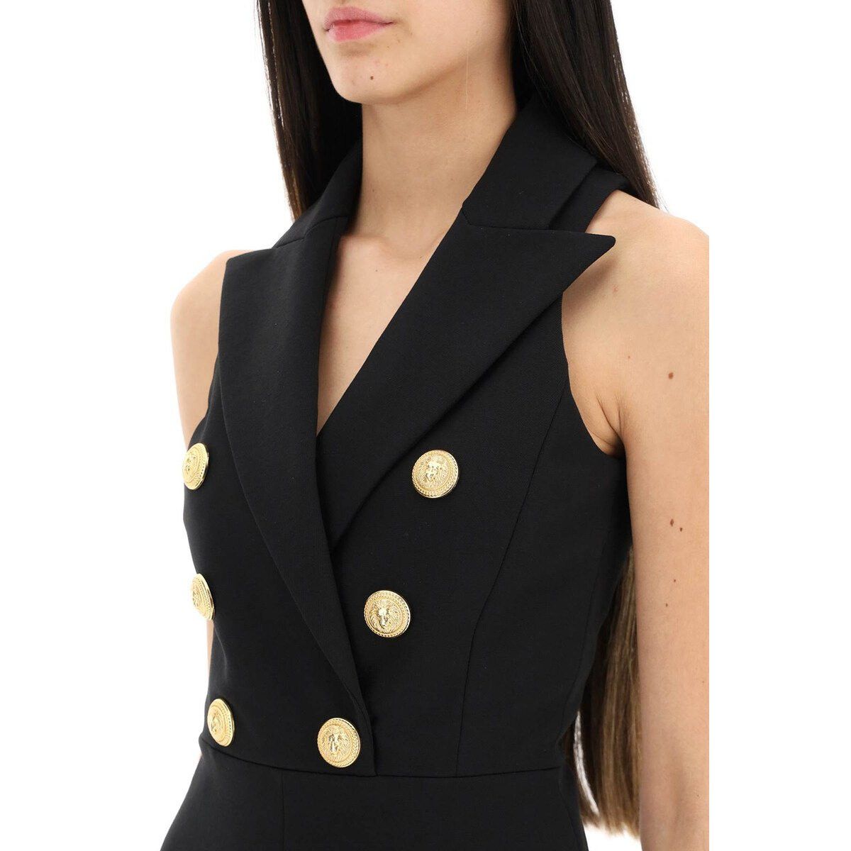 Balmain o1s1rm0624 Embossed Short Jumpsuit in Black Size 32" / US 10 / IT 46 - 4 Thumbnail