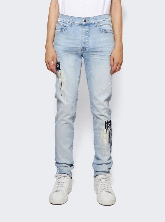 Amiri o1w1db10525 MA Drip Jeans in Blue Size US 33 - 5 Thumbnail
