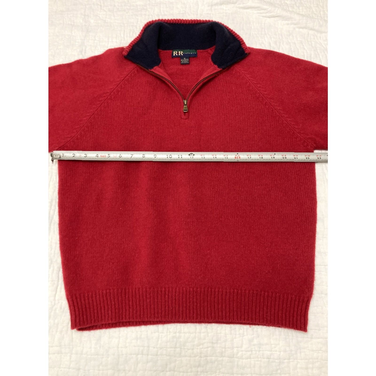 Vintage R&R Casuals Sweater Quarter Zip Virgin Wool Red M Men Pullover Casual Medium Size US M / EU 48-50 / 2 - 3 Thumbnail