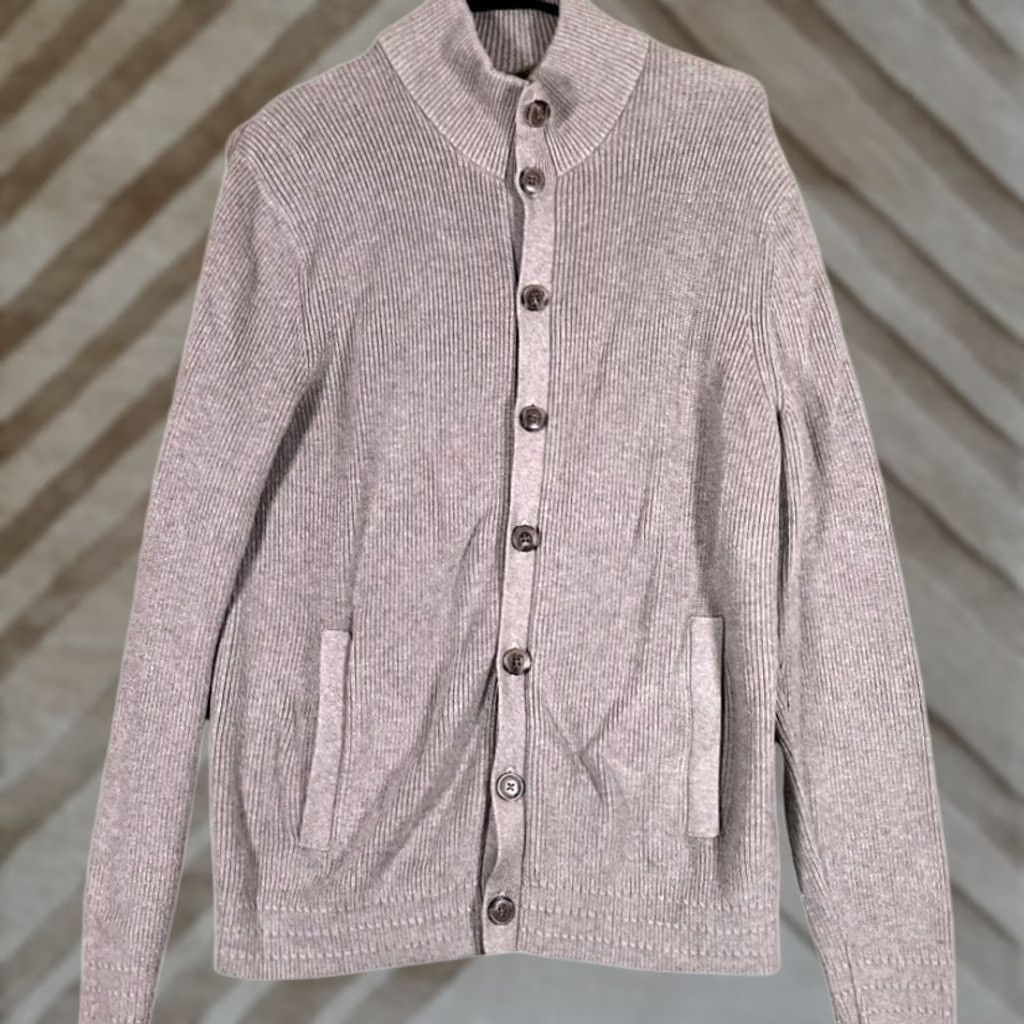 Banana Republic Banana Republic Mens Sweater Cardigan Brown Mock Neck Button Down Large Knit Size US L / EU 52-54 / 3 - 1 Thumbnail