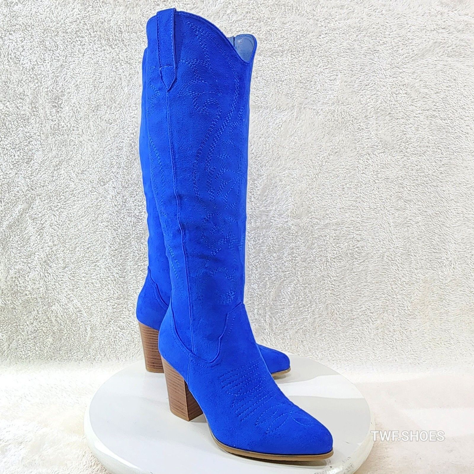 Other Wild Ryder Bright Deep Blue Faux Suede Country Western Cowgi Size US 9 / IT 39 - 2 Thumbnail