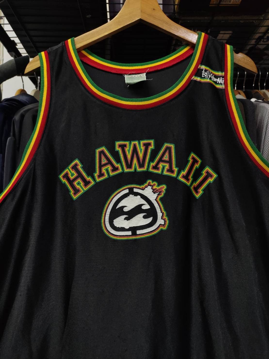 Billabong Vtg Billabong Andy Irons #1 World Champ Hawaii Rasta jersey Size US XL / EU 56 / 4 - 1 Thumbnail
