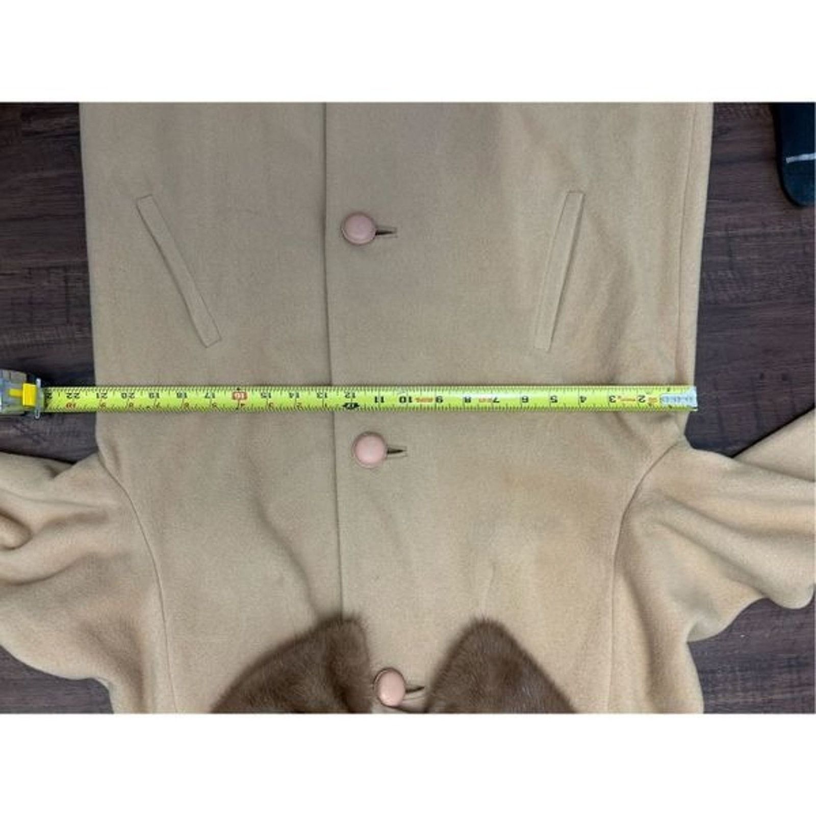 Anthropologie National Board Tan Cashmere Button Fur-Lined Coat Size 38 Size M / US 6-8 / IT 42-44 - 3 Thumbnail