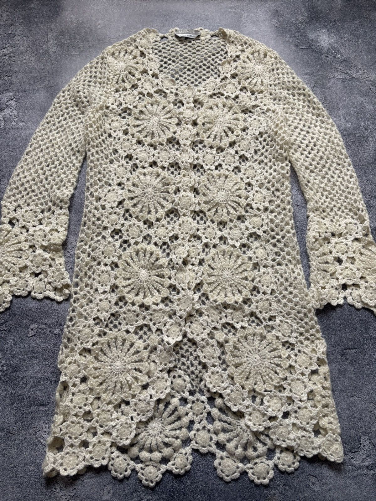 Max Mara Max Mara Luxury Knit Crochet Lace Beaded Pearl Cardigan Size M / US 6-8 / IT 42-44 - 4 Thumbnail