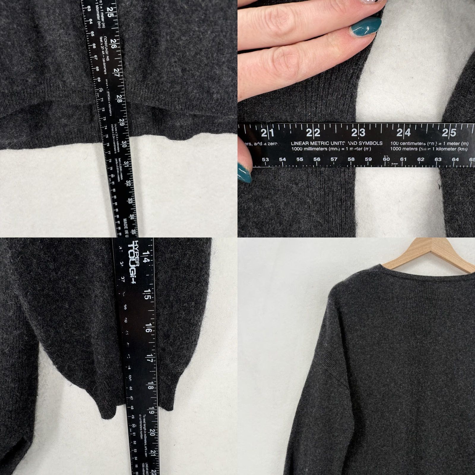 Vintage Poetry Sweater Tunic Womens Large Gray 100% Cashmere V Neck Long Sleeve Relaxed Size L / US 10 / IT 46 - 8 Thumbnail