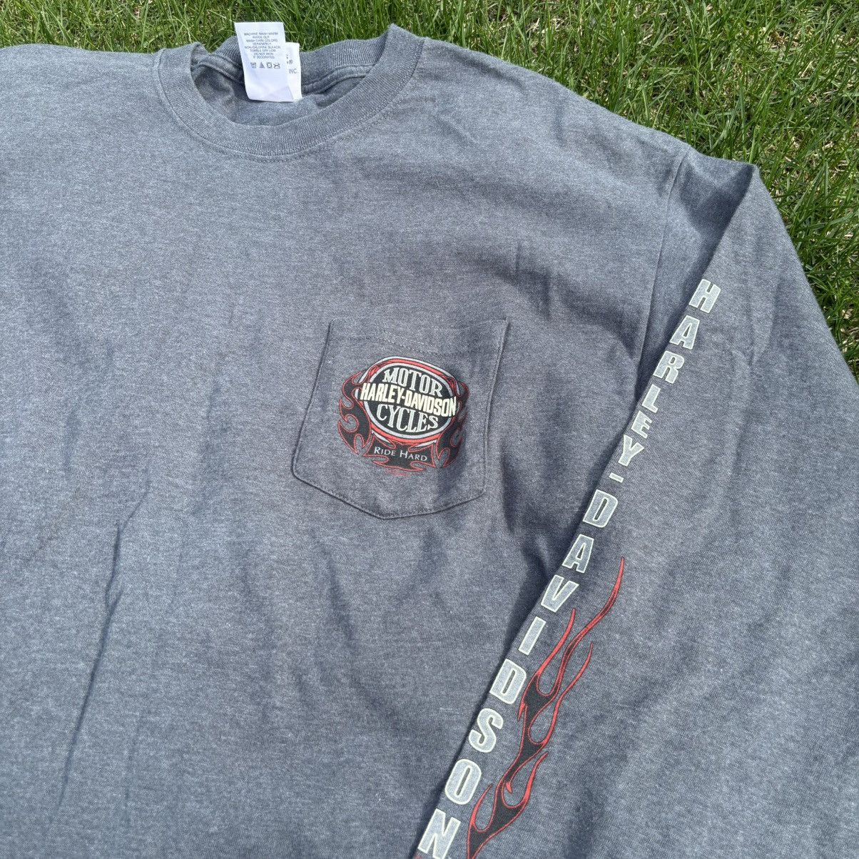 Harley Davidson × Vintage Vintage Harley Davidson Beartooth, Montana Flames Shirt Size US XL / EU 56 / 4 - 2 Thumbnail