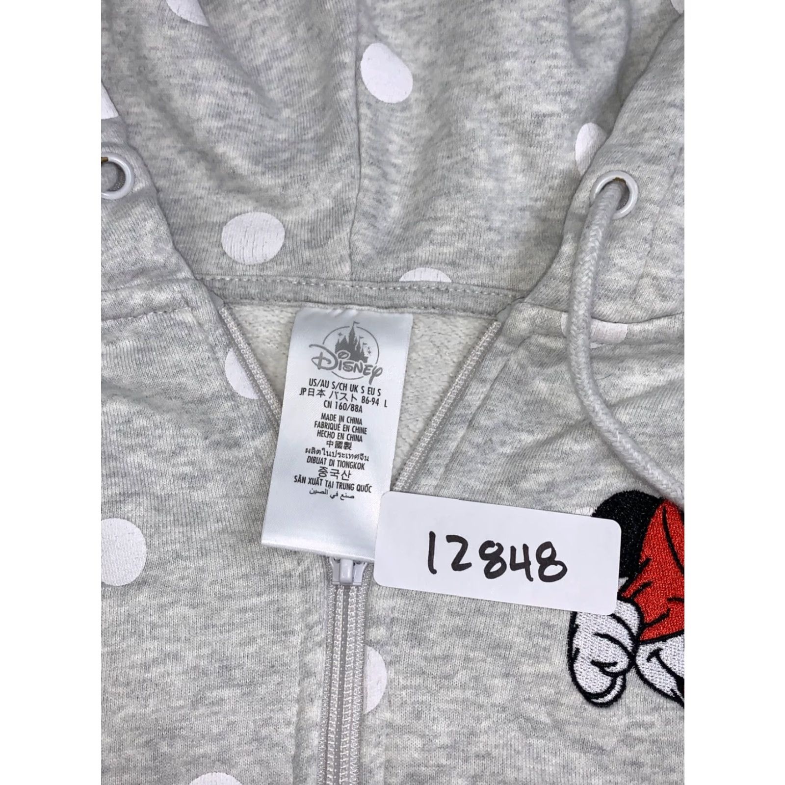 Disney Disney Parks Minnie Mouse Polka Dot Hoodie Jacket Women S Gray Zip Hoodie Size S / US 4 / IT 40 - 2 Thumbnail
