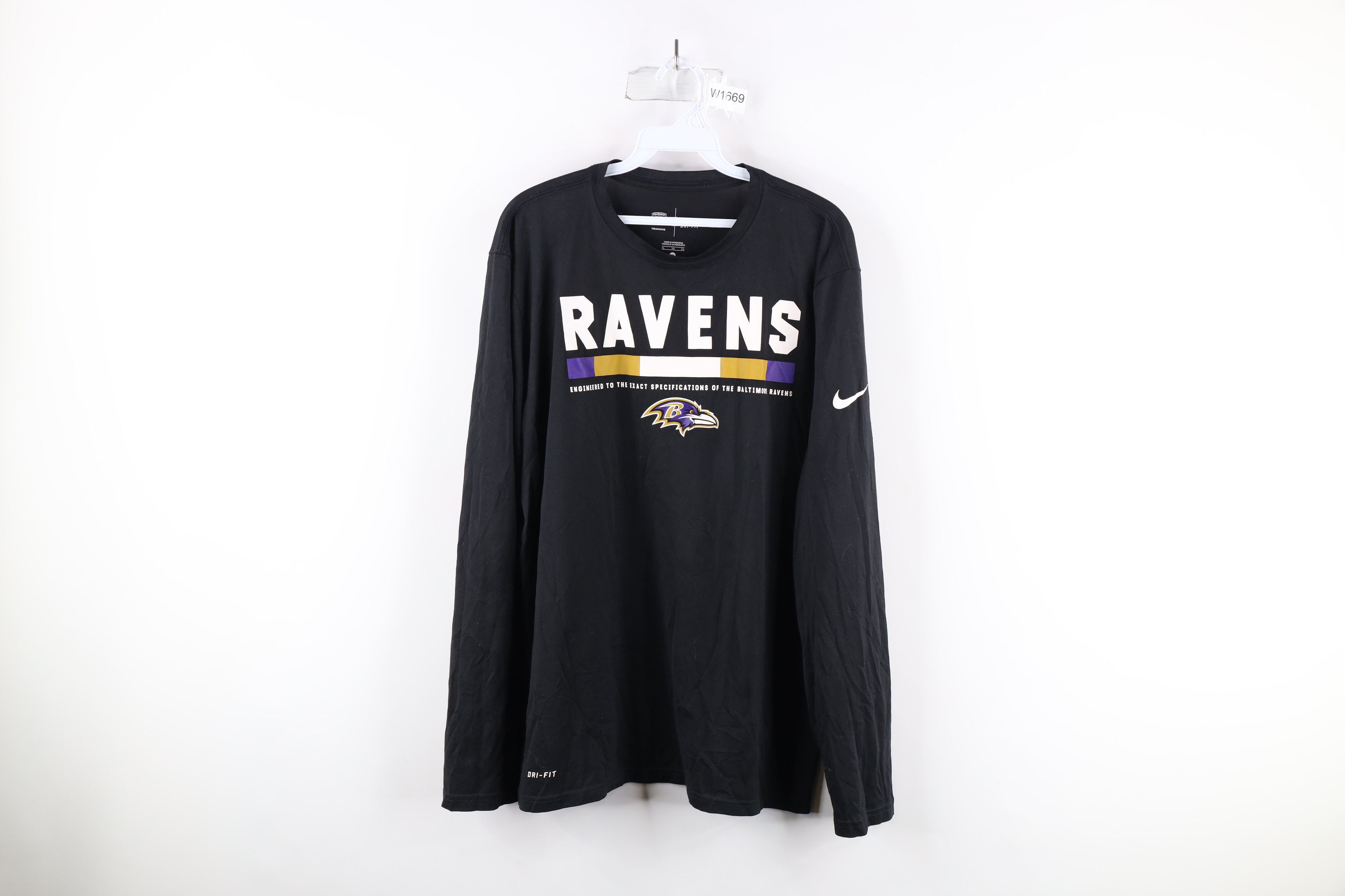 Nike × Vintage Nike Out Baltimore Ravens Football Long Sleeve T-Shirt Black Size US XL / EU 56 / 4 - 1 Thumbnail