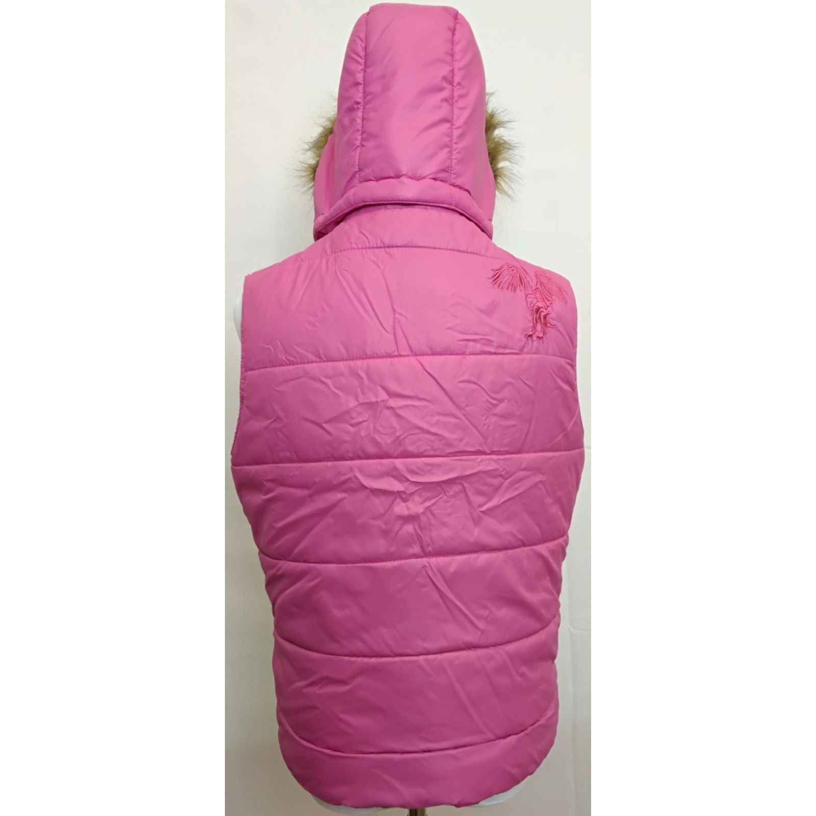 Burton Burton Puffy Vest Women's M Pink Faux Fur Ruff Embroidered Size M / US 6-8 / IT 42-44 - 3 Thumbnail