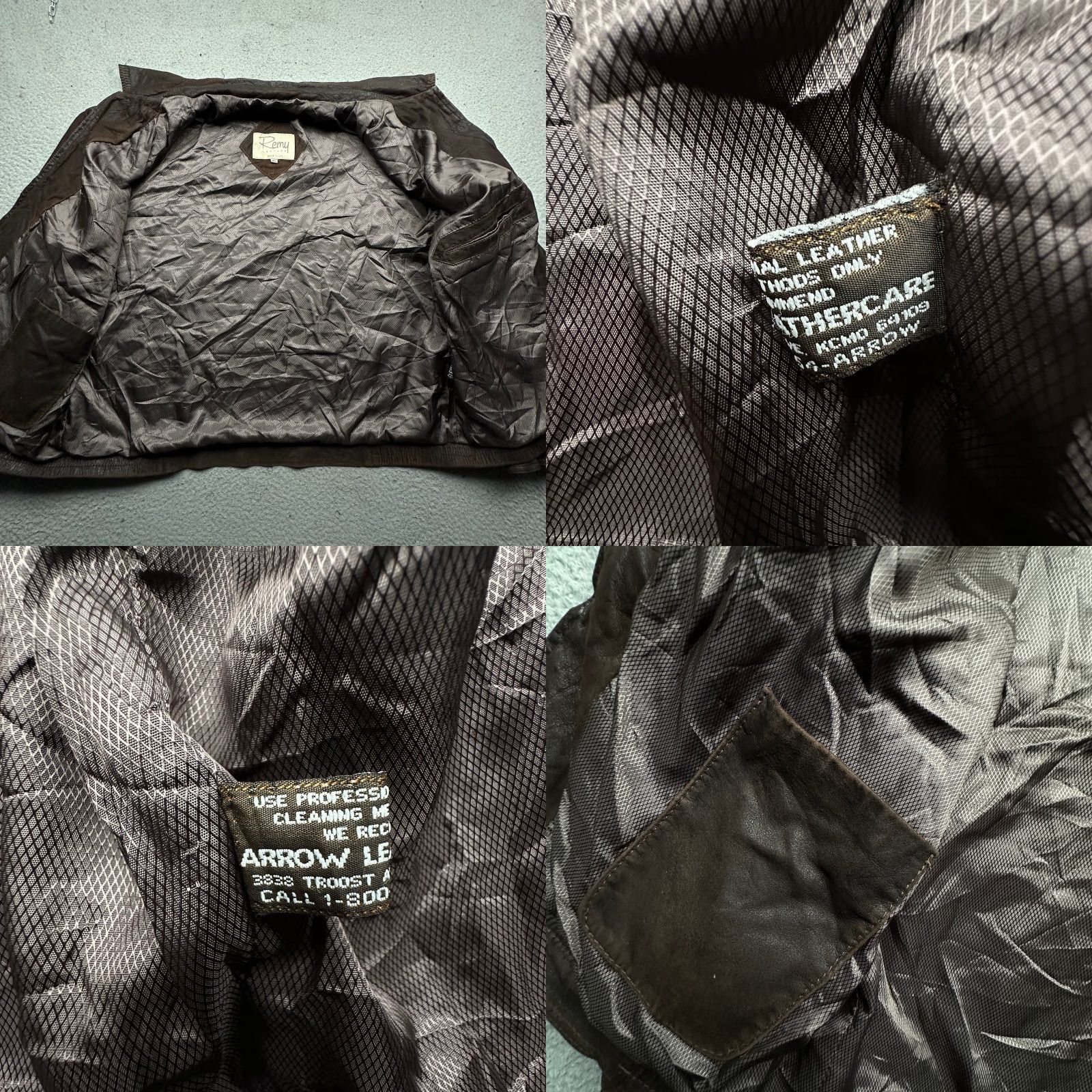 Vintage VINTAGE Remy Leather Bomber Lightweight Full Zip Jacket Mens XL Brown 90s City Casual Zip Pocket Pockets Mens Brown Leather Bomber Jacket Size US XL / EU 56 / 4 - 8 Thumbnail