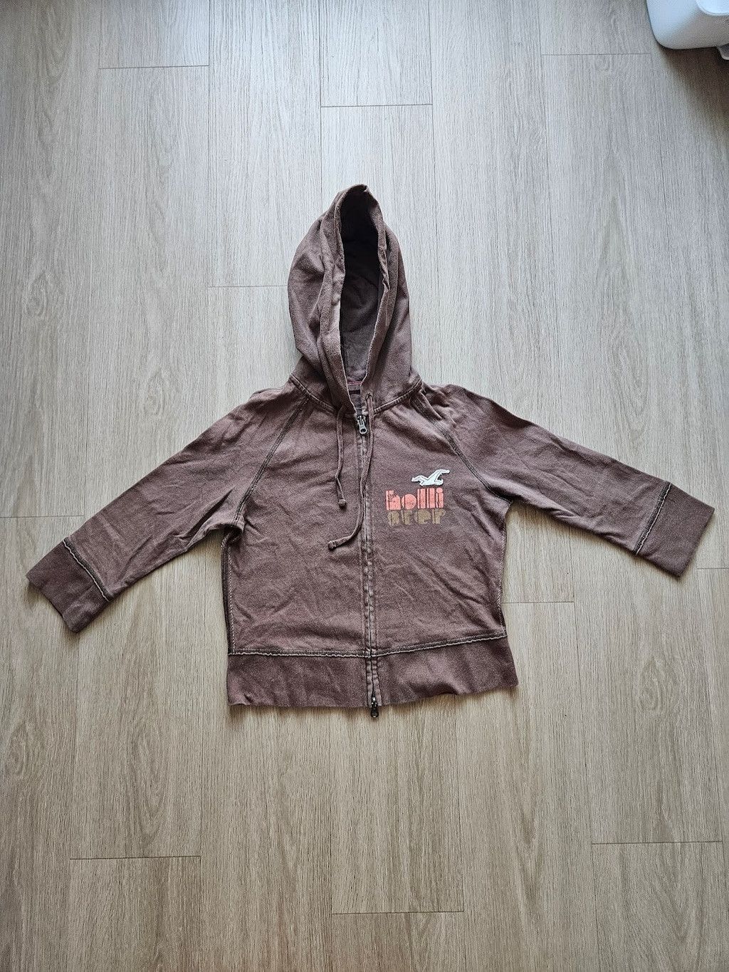 Hollister Hollister Brown Zip Hoodie Large Distressed Surf Graphic Y2K Size L / US 10 / IT 46 - 1 Thumbnail