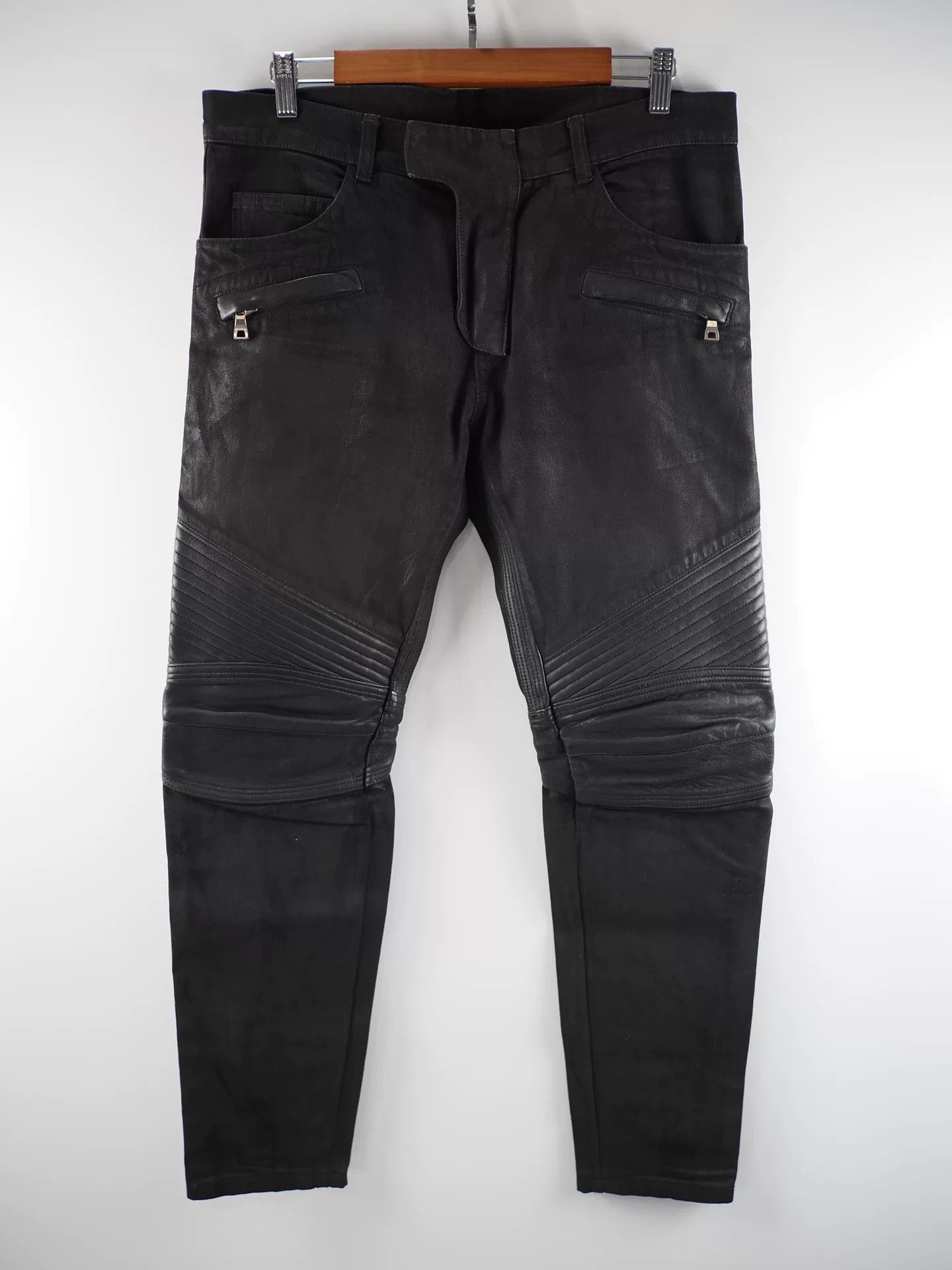 Balmain Balmain Bi-material Biker Jeans in Black Size US 32 / EU 48 - 1 Thumbnail