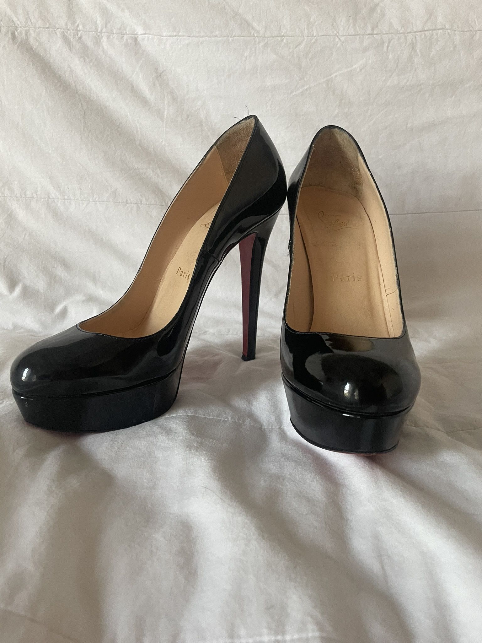 image of Christian Louboutin Bianca Model High Heel Shoes Christian Loubotin in Black Patent Leather, Women'