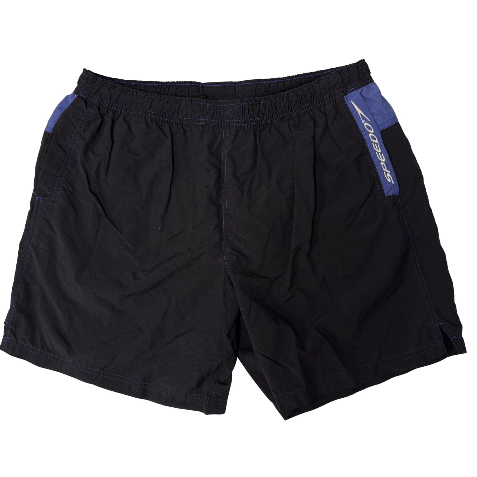 Speedo Vtg Speedo Black Blue Swim Trunks SPELL OUT Logo Shorts Size US 36 / EU 52 - 2 Thumbnail