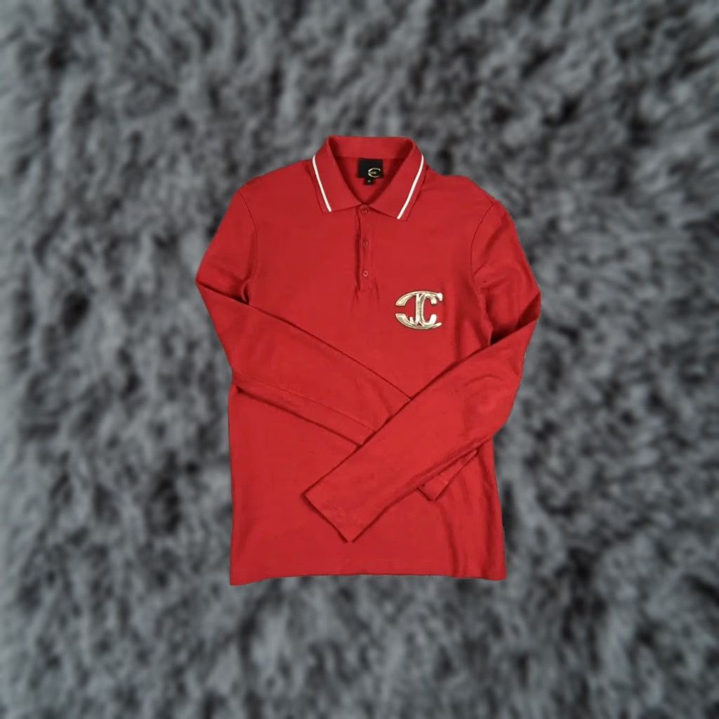 Roberto Cavalli Roberto Cavalli Mens Shirt Red Long Sleeve Logo Vintage Design Just gold logo Size US M / EU 48-50 / 2 - 1 Thumbnail