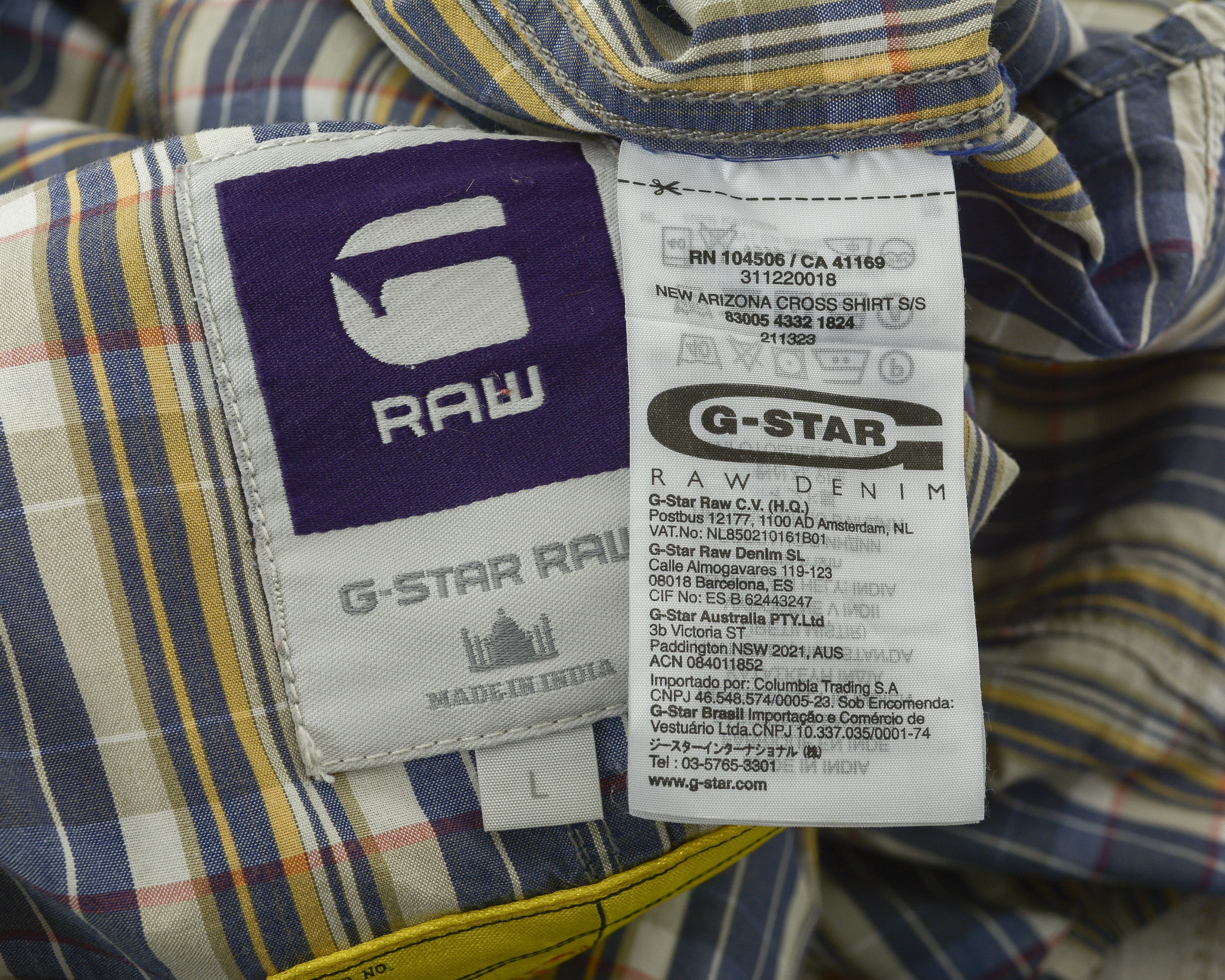 G-Star Arizona Cross Shirt Casual Short Sleeve Tartan Button Top Size US L / EU 52-54 / 3 - 6 Thumbnail