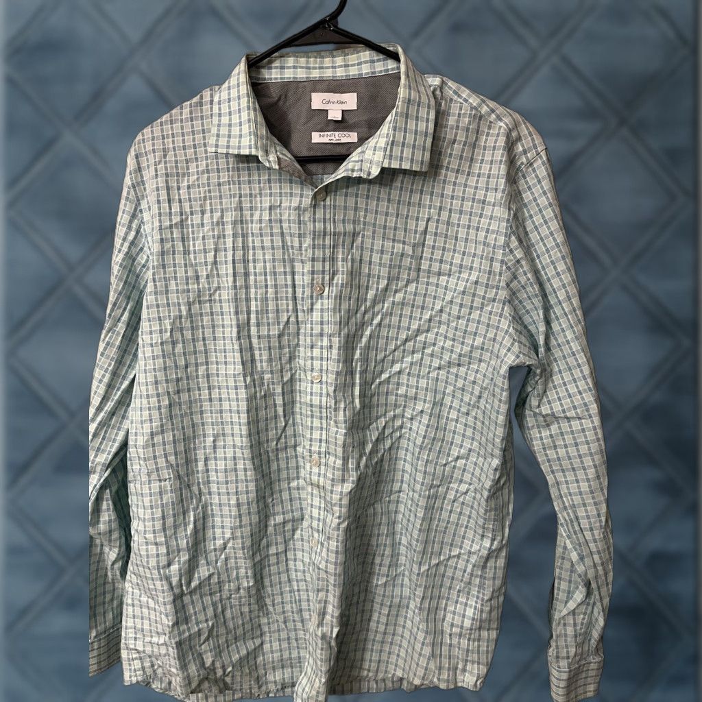 Calvin Klein Calvin Klein Shirt Mens Large Blue Plaid Infinite Cool Non Iron Long Sleeve Size US L / EU 52-54 / 3 - 1 Thumbnail