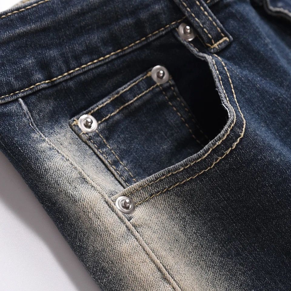 Skinny Jeans Y2k Street Contrast Fashion Casual Slim Flared