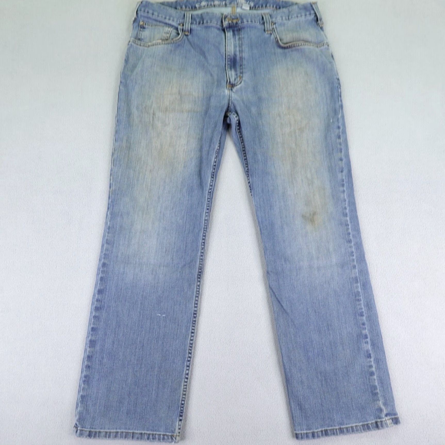 Carhartt Carhartt Jeans Mens 38x30 Blue Denim Relaxed Fit Rugged Flex Faded Work Pants Size US 37 - 2 Thumbnail